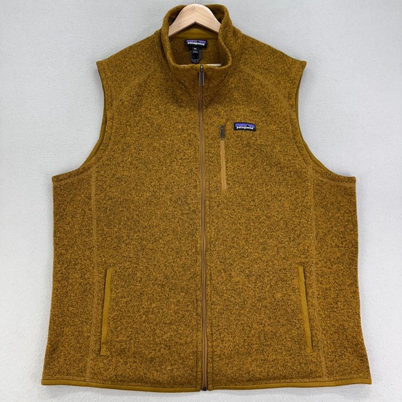Patagonia Better Sweater Vest Mens XXL Mustard Yellow Full-Zip Hiking Fleece - Picture 1 of 10